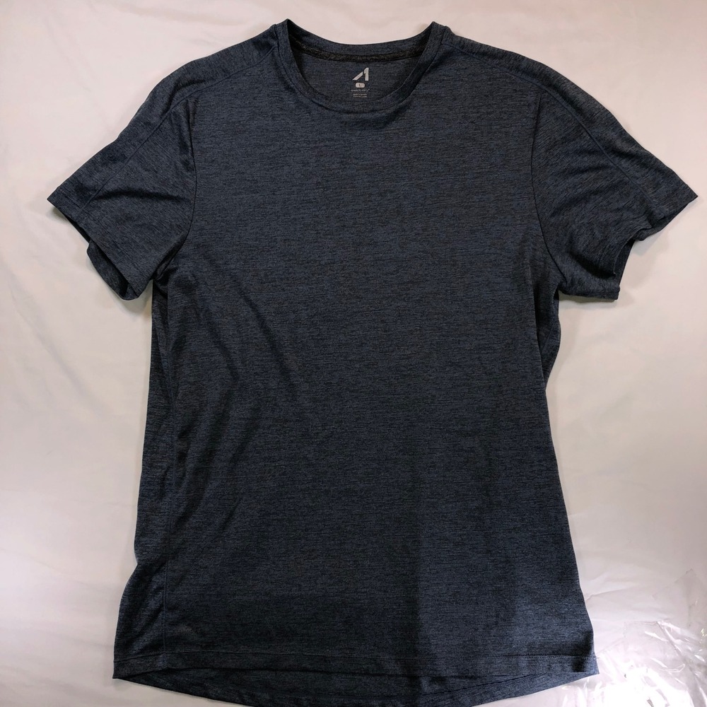 Mens Qwick-Dry Performance T-Shirt Blue Heather Large L 42-44 Gym Workout